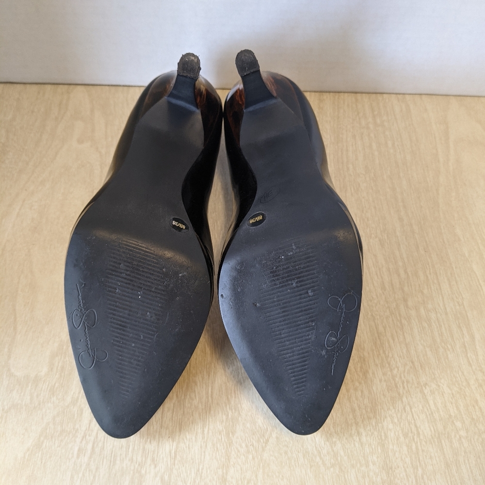 Jessica Simpson Black Patent Leather Tortoiseshell Lucite Heels size 7 - Picture 7 of 7